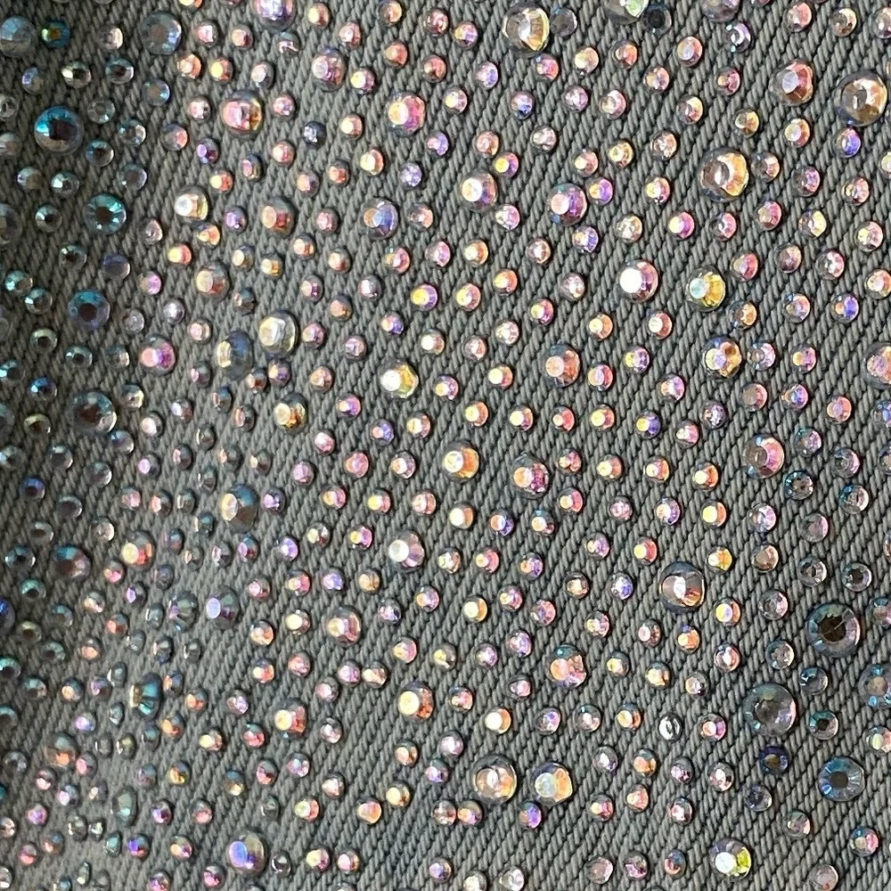 Elegant Glitter Light Blue Denim Jacket with Glitter Accents - Picture 5 of 6